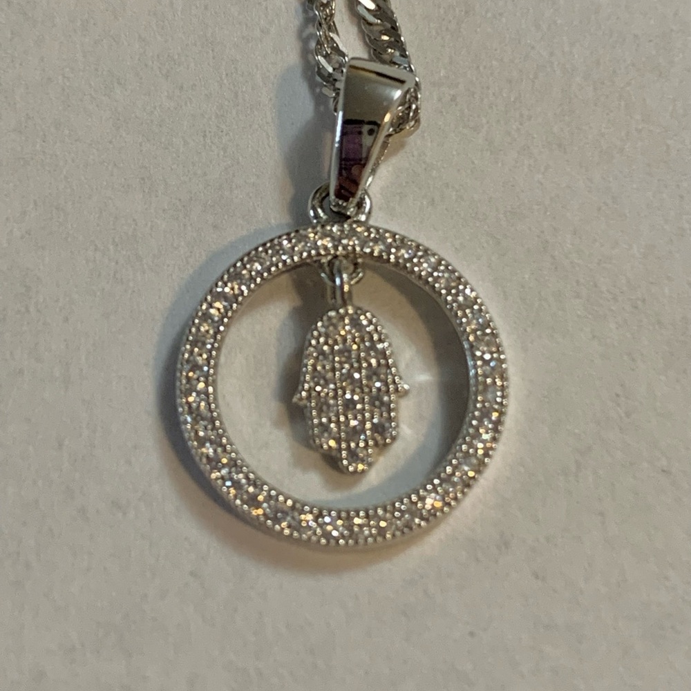 925 Sterling Silver Hamsa Pendant Necklace